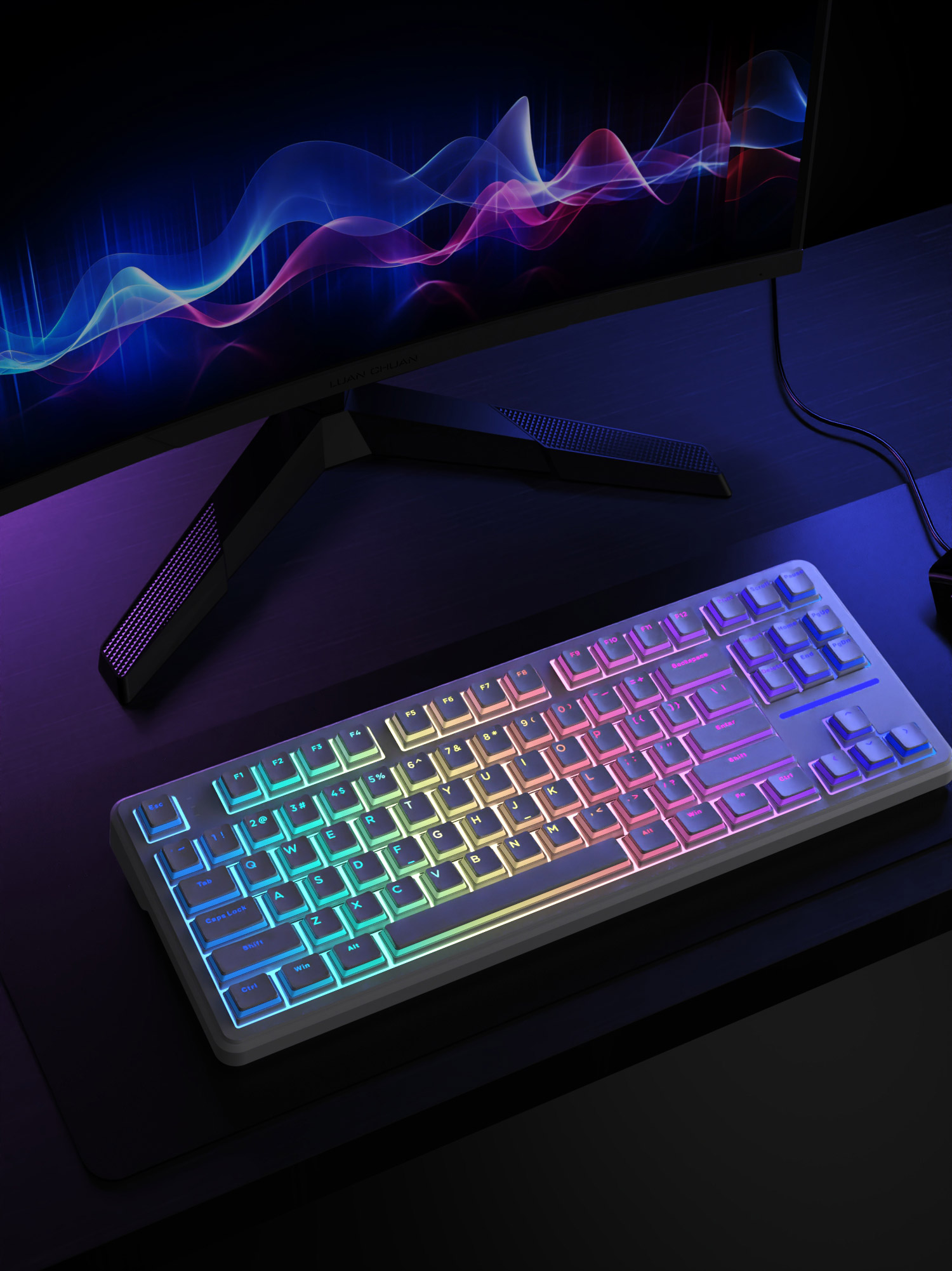 ikbc 答案87 星环键帽 RGB 背光效果